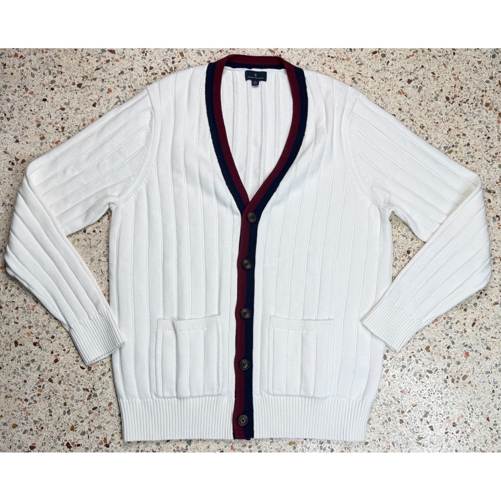 Brooks Brothers Men's Striped Long Sleeve Cardigan Sweater Size XL
